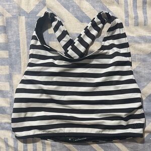 Black and White Striped Bikini Halter Top
